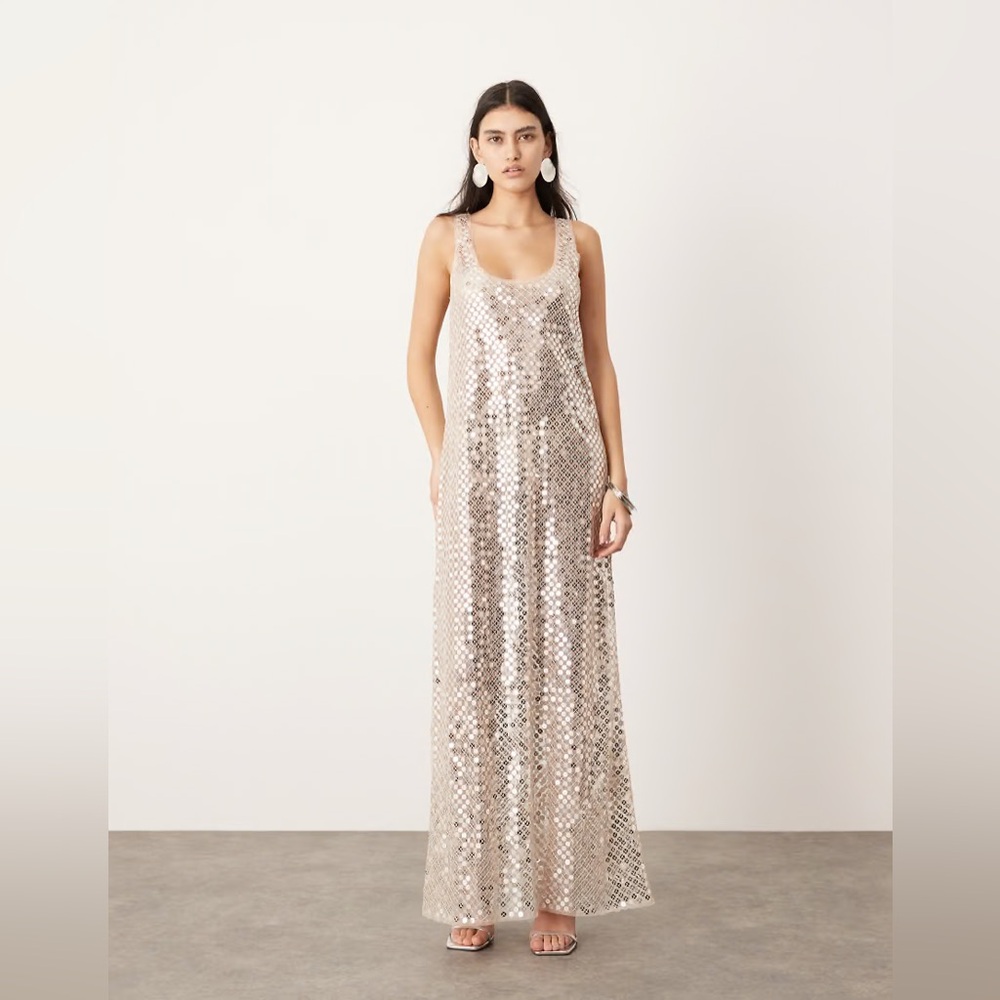 ASOS Silver Sequin Maxi Dress